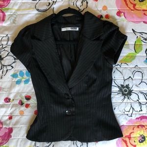 Necessary Objects Black Pinstripe Blazer